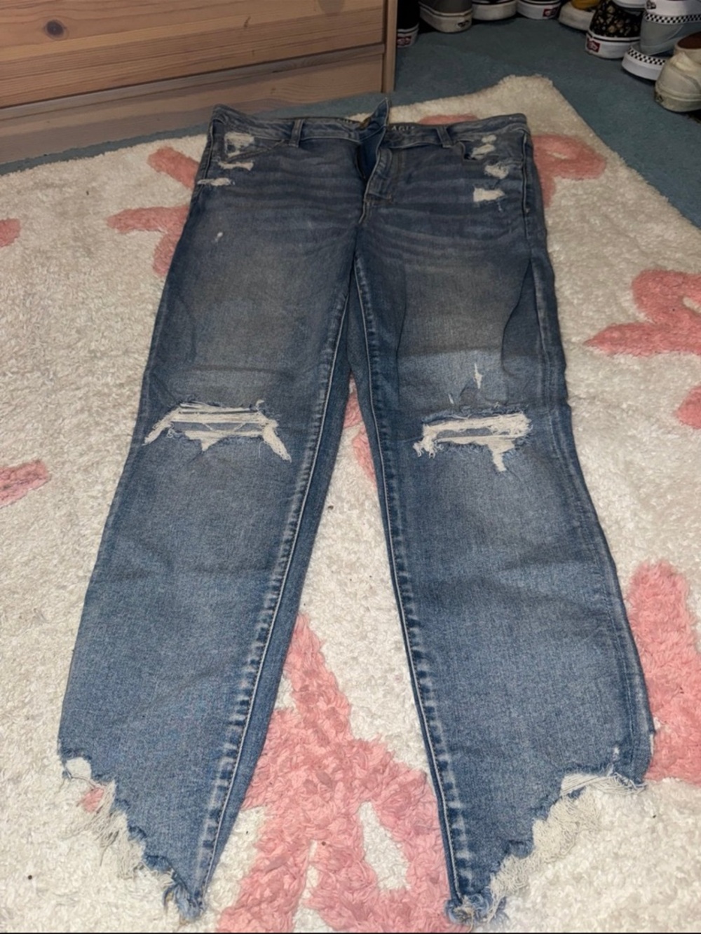 American Eagle Outfitters Distressed Blue Skinny Jeans